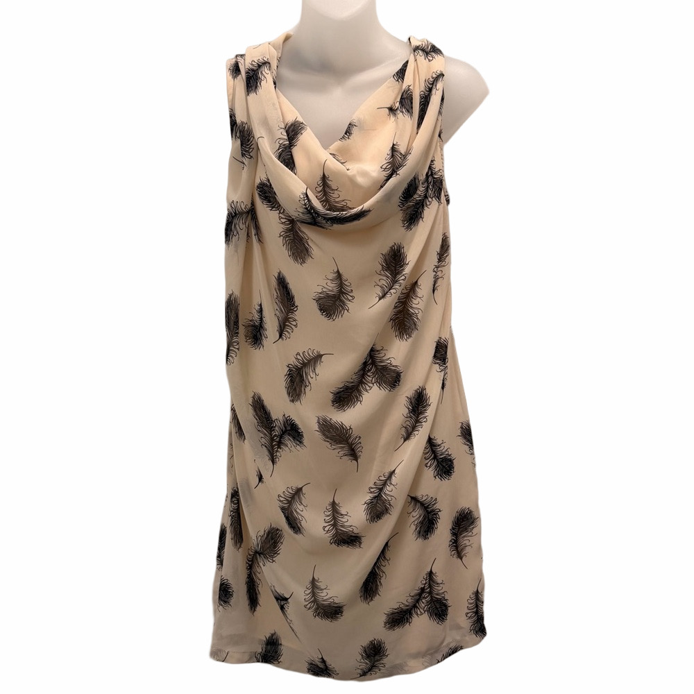 MM Couture Elegant Feather Print Dress